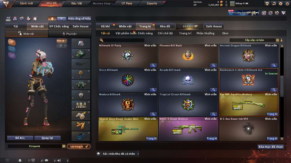 shop acc cf uy tin gia re